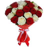 Красно белый микс из роз