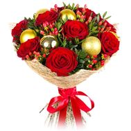 Букет троянд з новорічною прикрасою