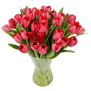 31 red tulip with 2 hearts