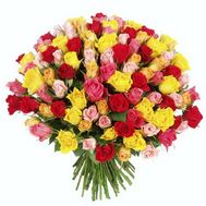 Large bouquet of multi-colored roses