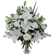 Букет квітів з троянд і лілії