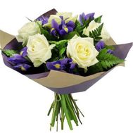 Bouquet of irises and white roses
