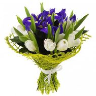 Bouquet of irises and tulips