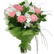 Букет из роз и альстромерий
