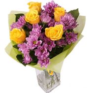 Букет із троянд і хризантем