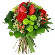 Букет із троянд і хризантем