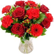 Букет троянд і гвоздик