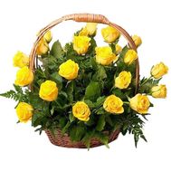 Basket of yellow roses
