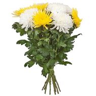 White and yellow single chrysanthemums in bouquet