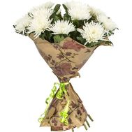 Букет одиничных хризантем в крафте