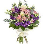 Дизайнерский букет с эустомами и альстромериями