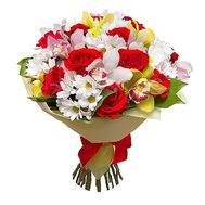 Букет из роз, орхидей и хризантем