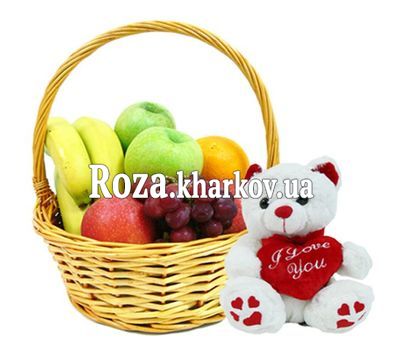Корзинка фруктов с мишкой