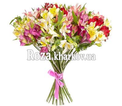 Букет из 19 разноцветных альстромерий