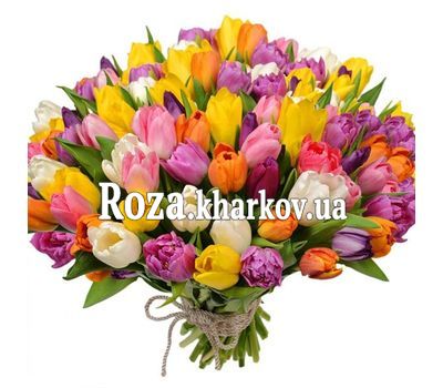 A huge bouquet of tulips