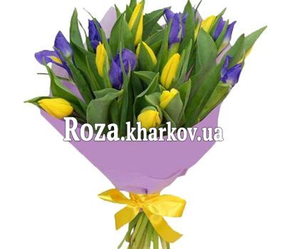 Желтые тюльпаны и ирисы