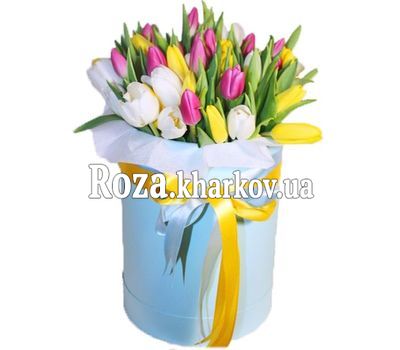 Красочная коробка тюльпанов