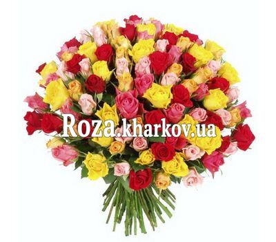 Large bouquet of multi-colored roses