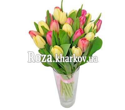 Букет белых и розовых тюльпанов