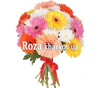 Bouquet of gerberas and chrysanthemums