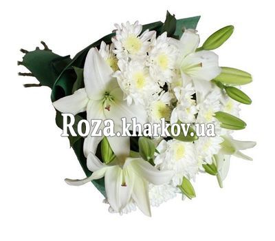 Букет из лилии и хризантем