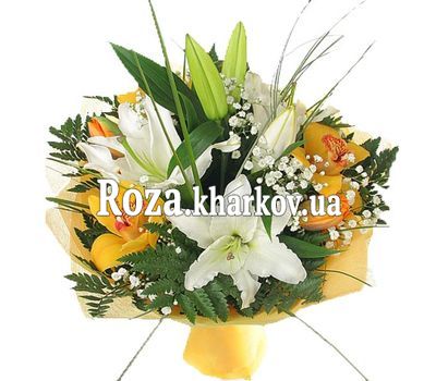 Bouquet of lilies and orchids