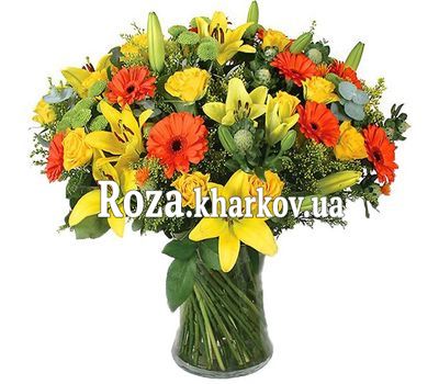 Bouquet of lilies and gerberas