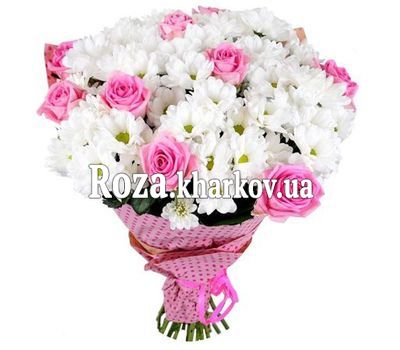 Букет із троянд і хризантем