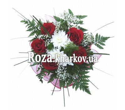 Букет із троянд і хризантем