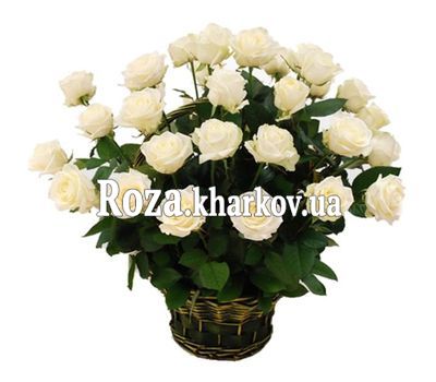 Basket of white roses