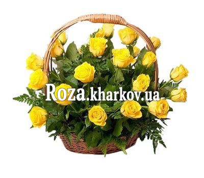 Basket of yellow roses
