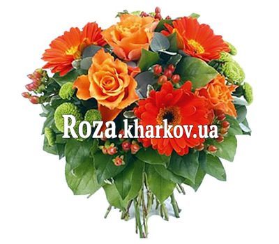 Букет из роз, хризантем и гербер